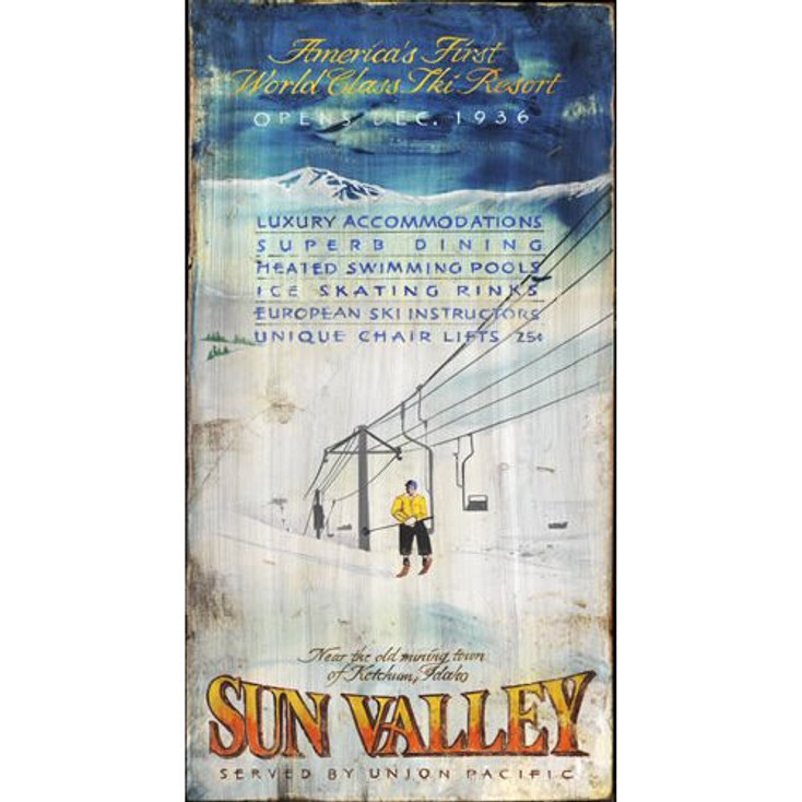 Custom Sun Valley Ski Resort Vintage Style Metal Sign