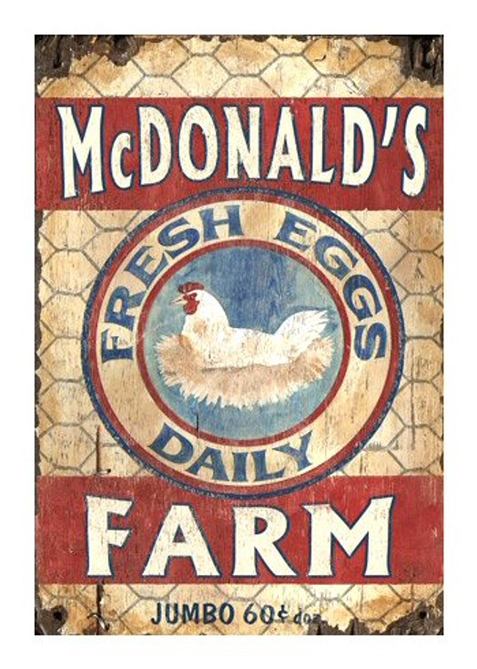 Custom McDonald's Egg Farm Vintage Style Metal Sign