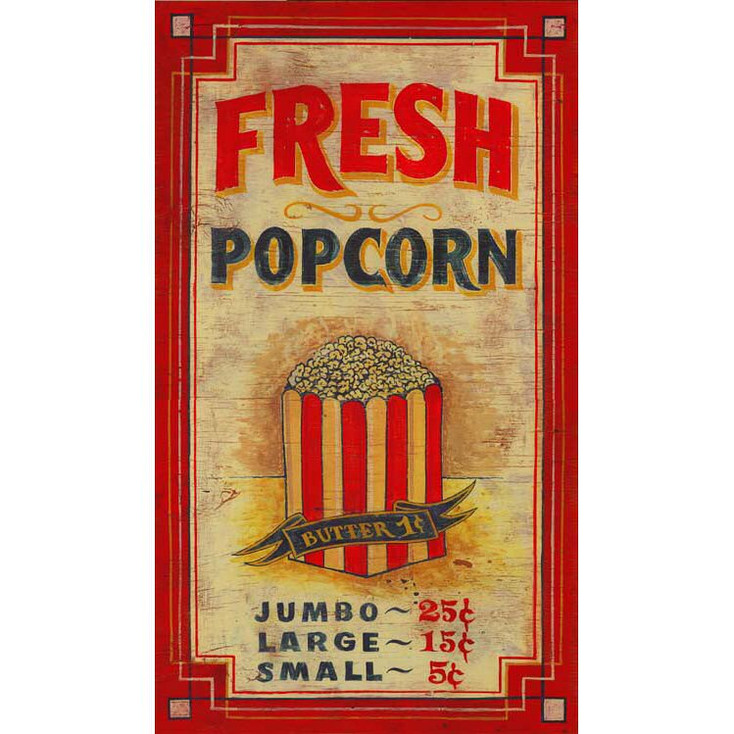 Custom Fresh Popcorn Vintage Style Metal Sign