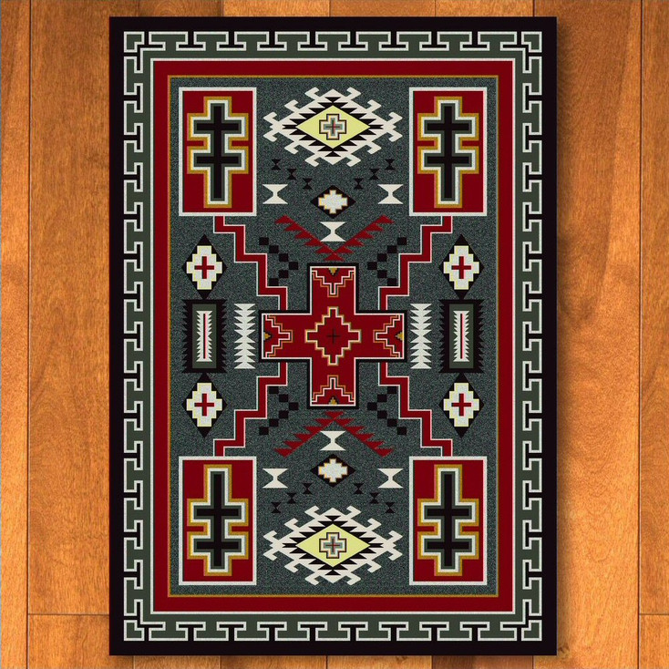 8' x 11' Double Cross Gray Southwest Rectangle Rug