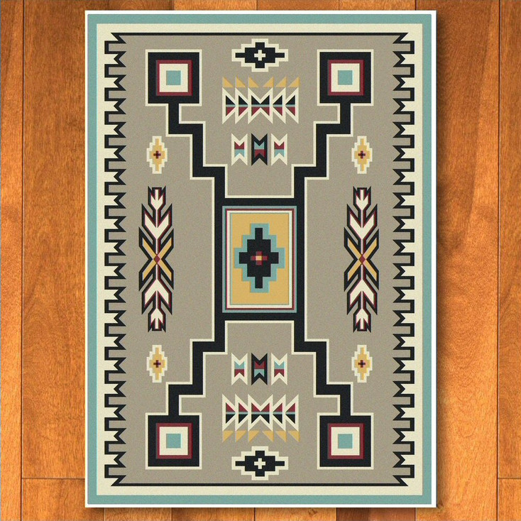 8' x 11' Old Crow Suede Turquoise Southwest Rectangle Rug