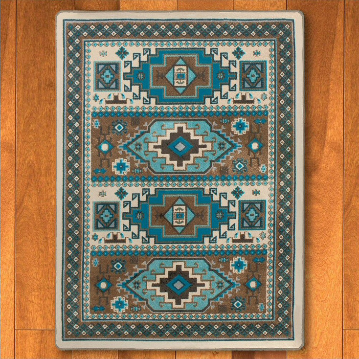 8' x 11' Indigo Turquoise Southwest Rectangle Rug