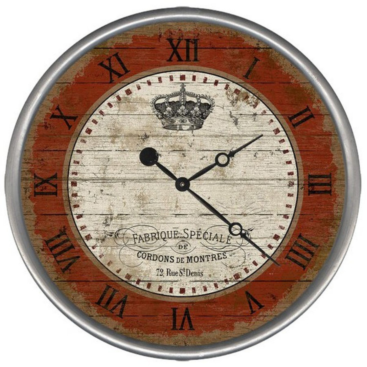 15" Custom French Crown Vintage Style Wood Sign Wall Clock