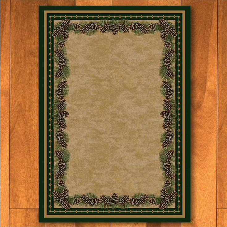 8' x 11' Pine Cone Mountain Green Nature Rectangle Rug