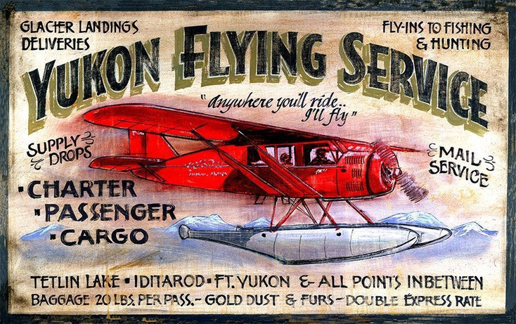 Custom Yukon Flying Service Vintage Style Wooden Sign