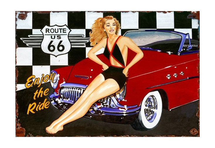 Custom Route 66 Vintage Style Wooden Sign