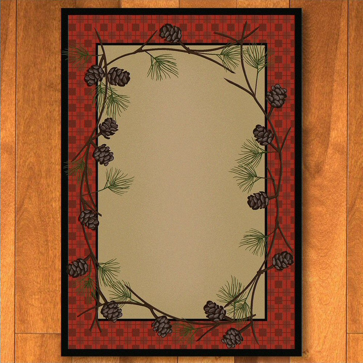 8' x 11' Delicate Pines Red Nature Rectangle Rug