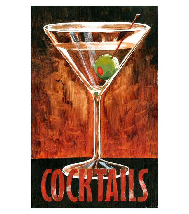 Custom Martini Cocktails Vintage Style Wooden Sign