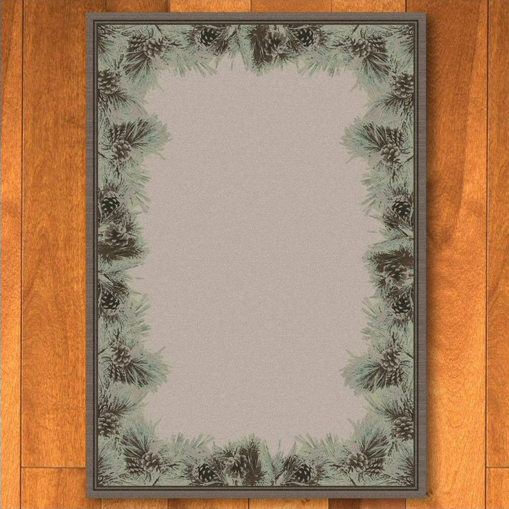 8' x 11' Pins and Needles Natural Pine Cones Nature Rectangle Rug