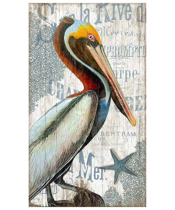 Pelican Bird Vintage Style Wooden Sign