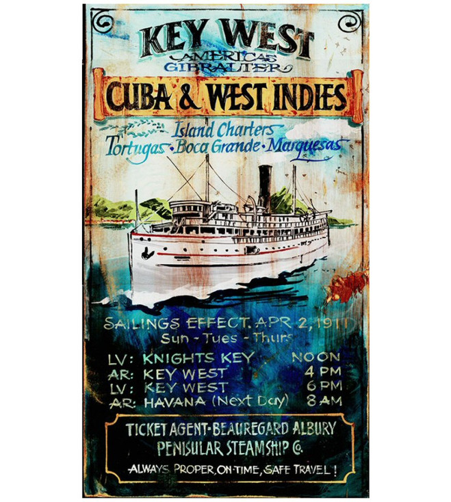 Custom Key West Island Charters Vintage Style Wooden Sign