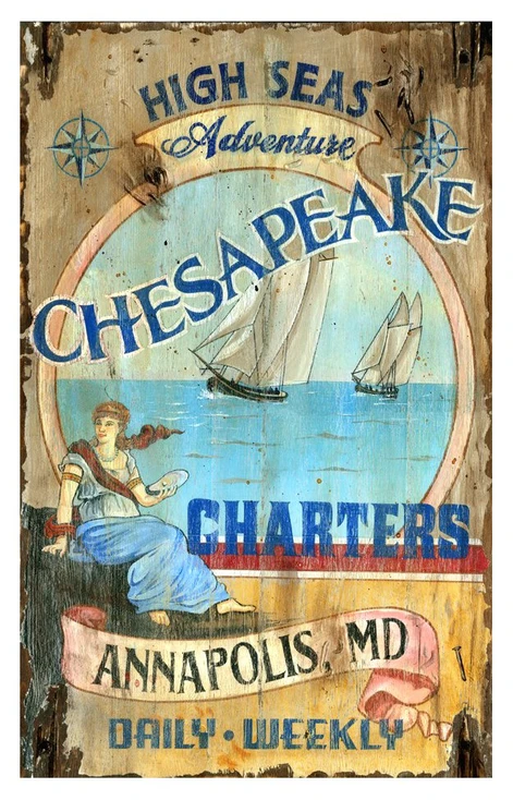 Custom Chesapeake Charters Vintage Style Wooden Sign