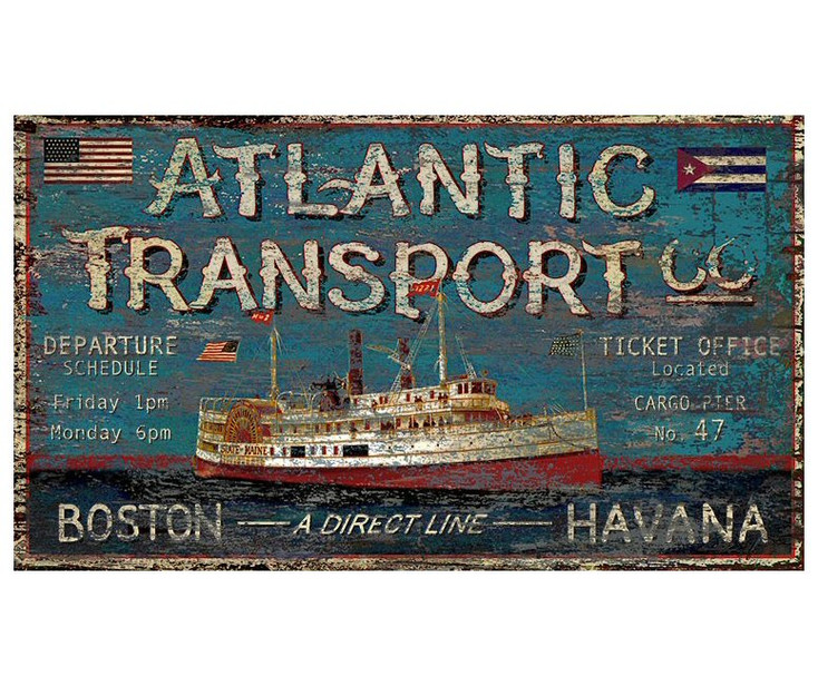 Custom Atlantic Transport Co Ship Vintage Style Wooden Sign