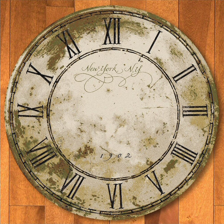 8' New York Distressed Clock Round Rug