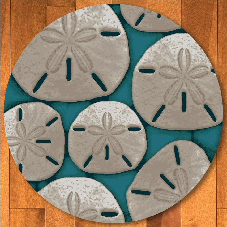 8' Ocean Treasure Aqua Round Rug