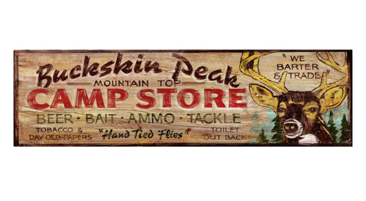 Custom Buckskin Peak Camp Store Vintage Style Wooden Sign