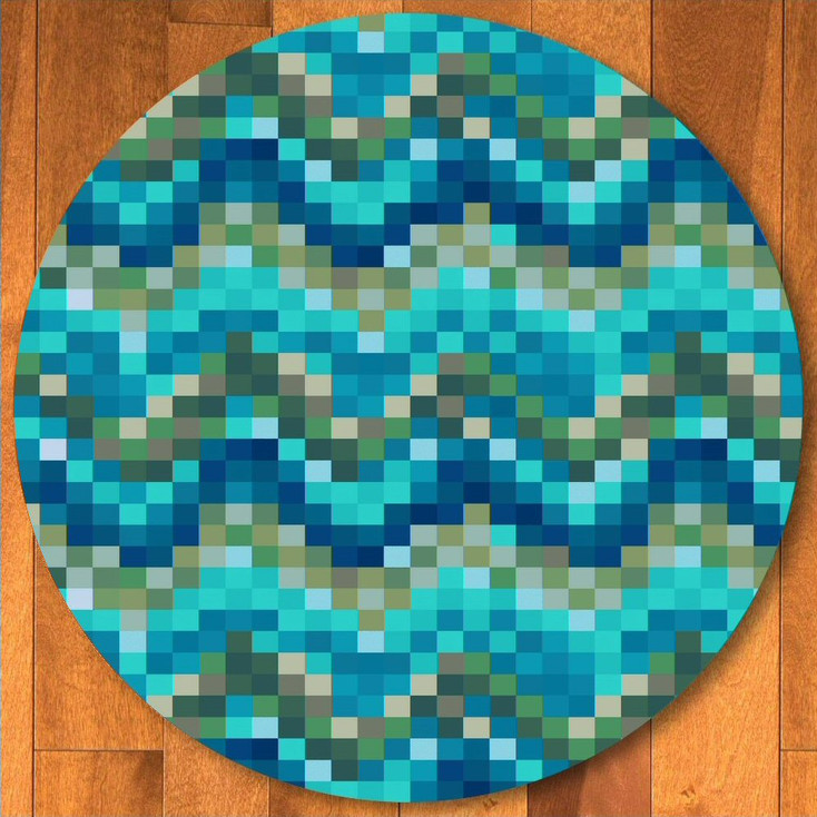 8' Abstract Spa Tiles Aqua Round Rug