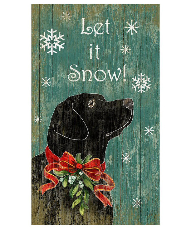 Custom Black Lab Dog Let It Snow Vintage Style Wooden Sign