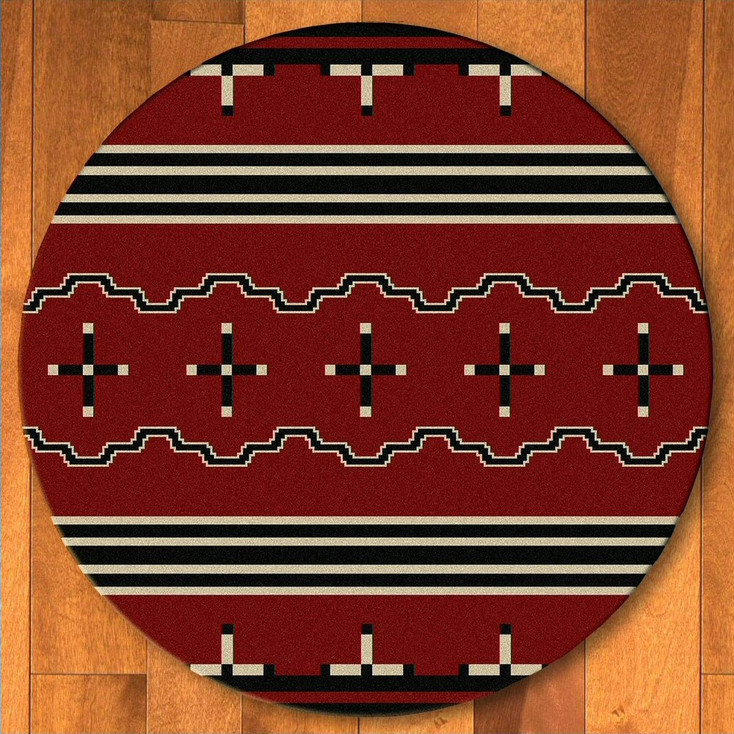 8' Big Chief Red Southwest Round Rug