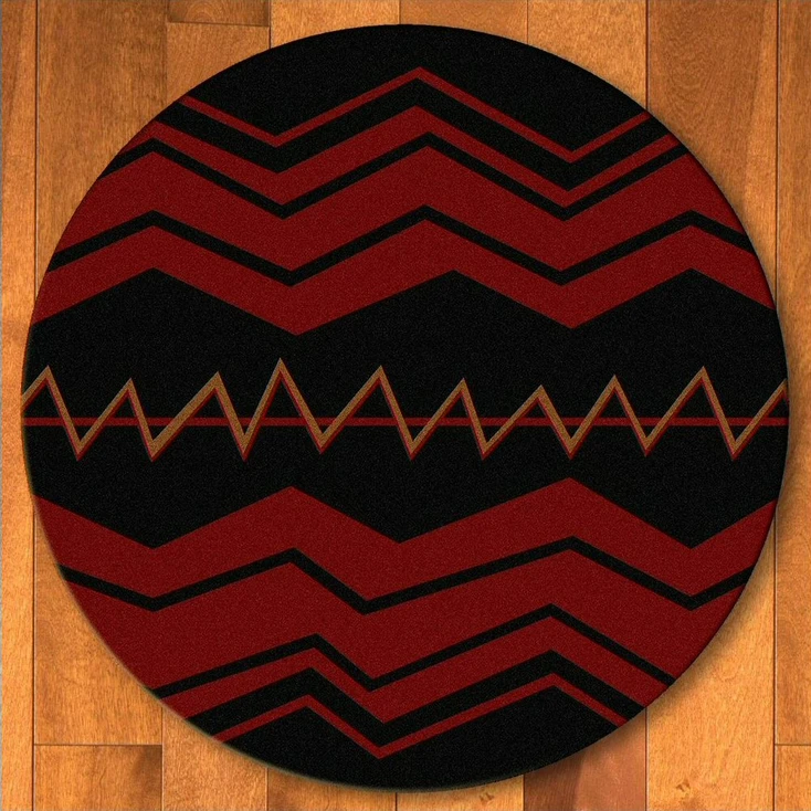 8' War Path 2 Black Southwest Round Rug