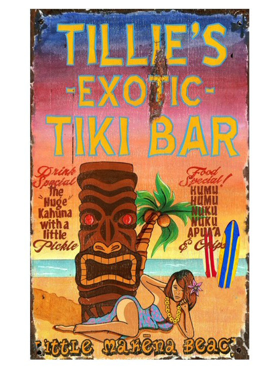 Custom Tiki Bar Vintage Style Wooden Sign