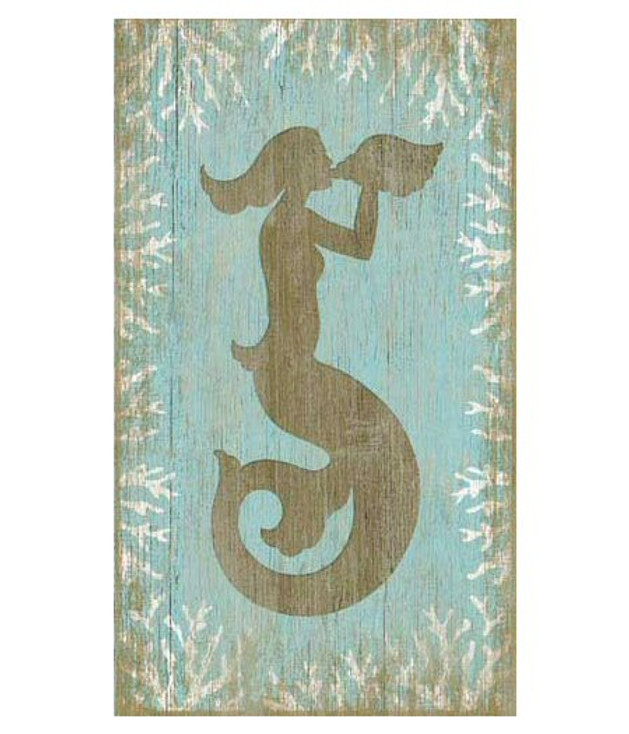 Mermaid with Seashell Vintage Style Wooden Sign