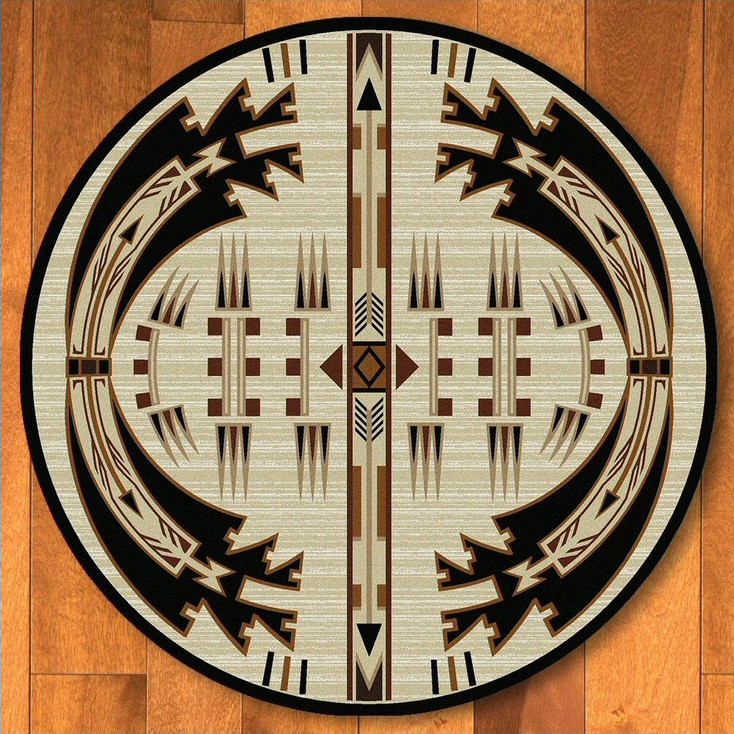 8' Horse Thieves Natural Southwest Round Rug