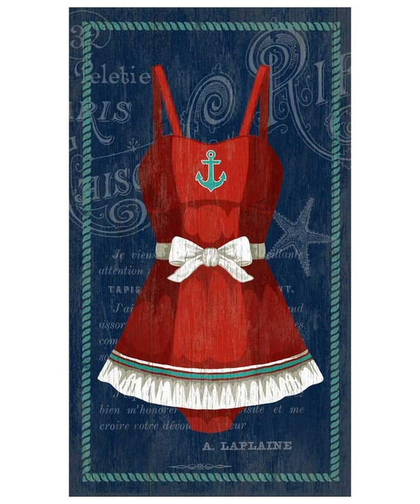 Old Fashioned Red & White Swimsuit Vintage Style Wooden Sign
