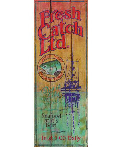 Custom Fresh Catch Ltd Vintage Style Wooden Sign