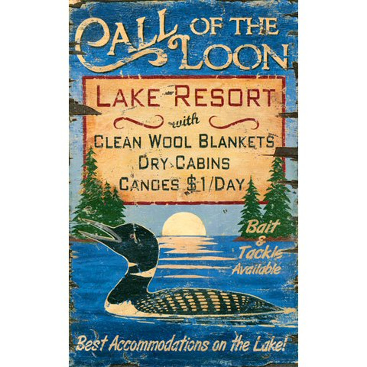 Custom Call of the Loon Lake Resort Vintage Style Wooden Sign