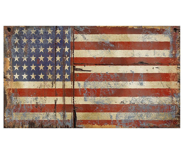 Custom Old Glory American Flag Vintage Style Wooden Sign