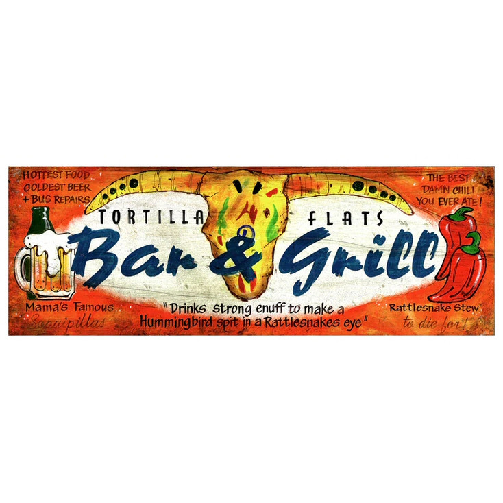 Custom Tortilla Flats Bar and Grill Vintage Style Wooden Sign