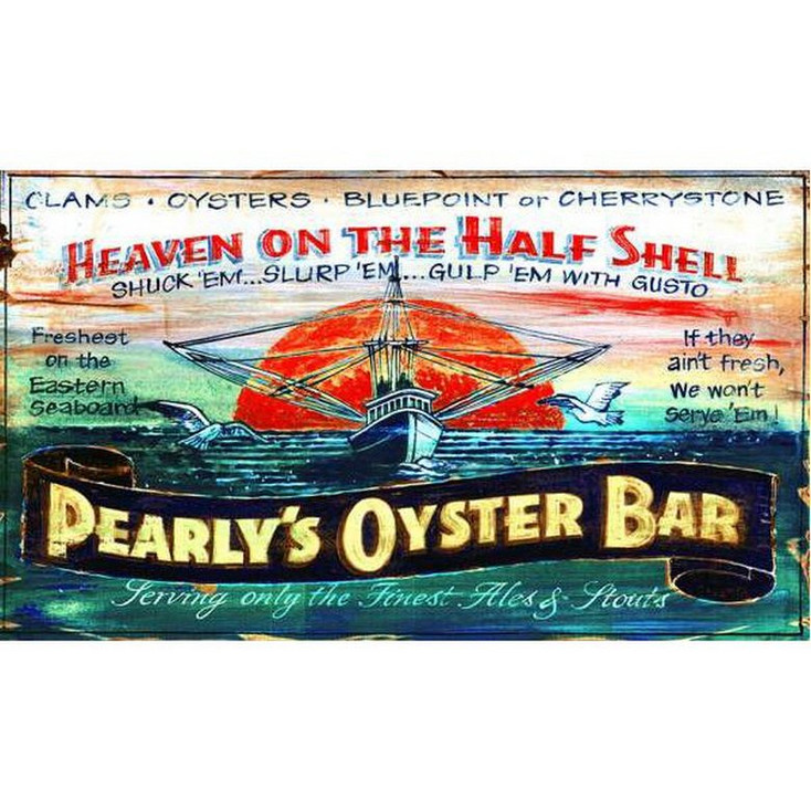 Custom Pearlys Oyster Bar Vintage Style Wooden Sign
