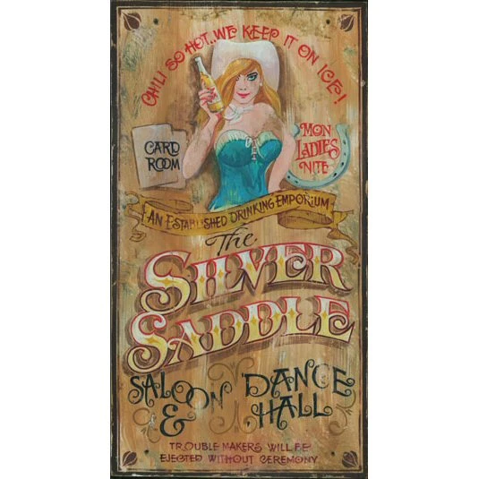 Custom Silver Saddle Saloon and Dance Hall Vintage Style Wooden Sign