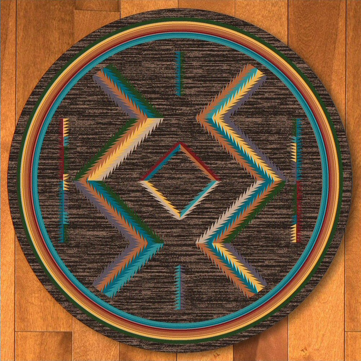 8' Hour Glass Bright Southwest Round Rug