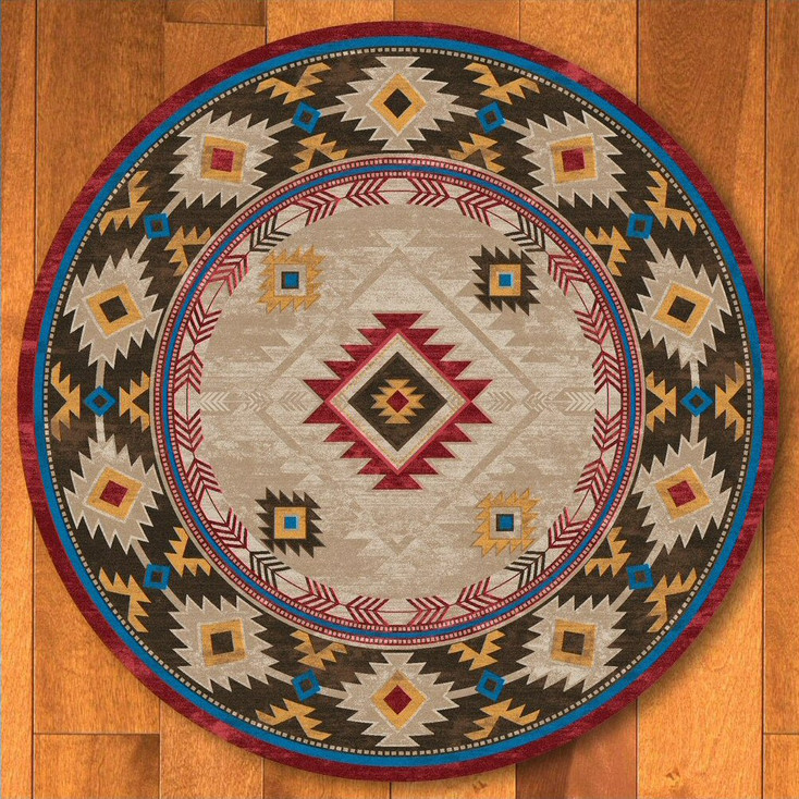 8' Whisky River Natural Southwest Round Rug