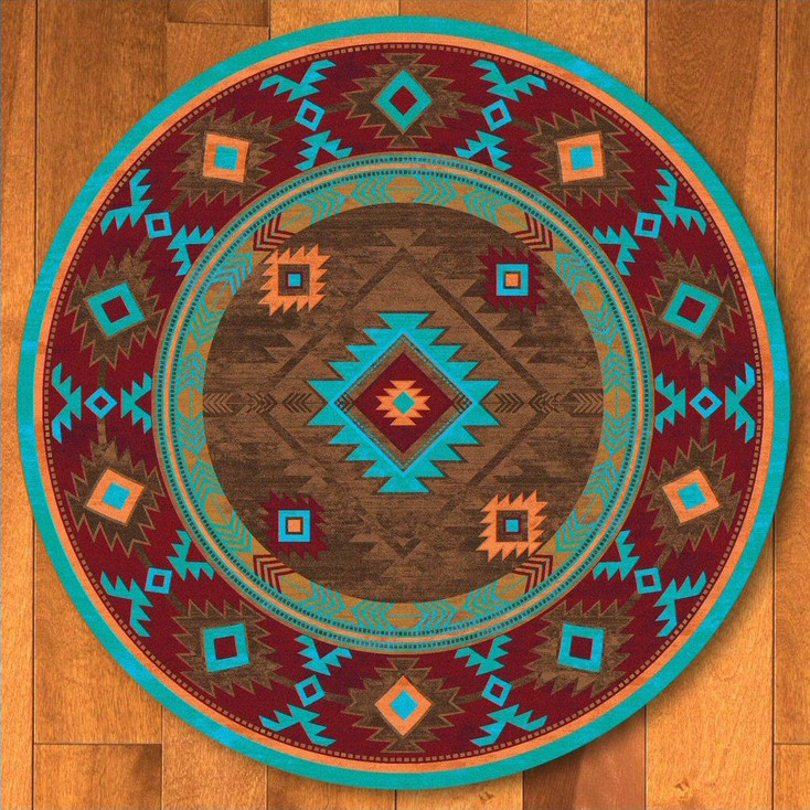 8' Whisky River Turquoise Southwest Round Rug