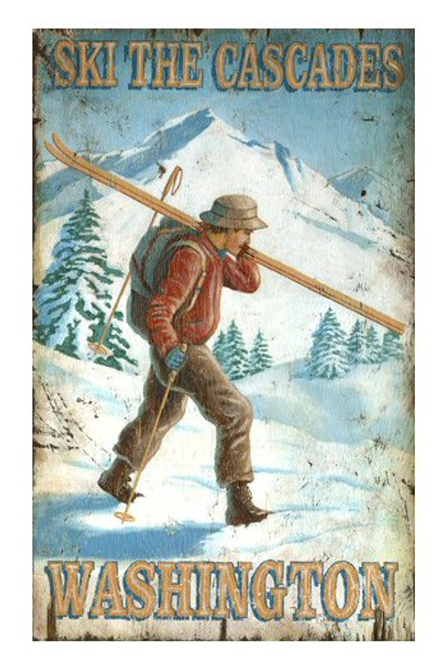 Custom Cross Country Ski the Cascades Vintage Style Wooden Sign