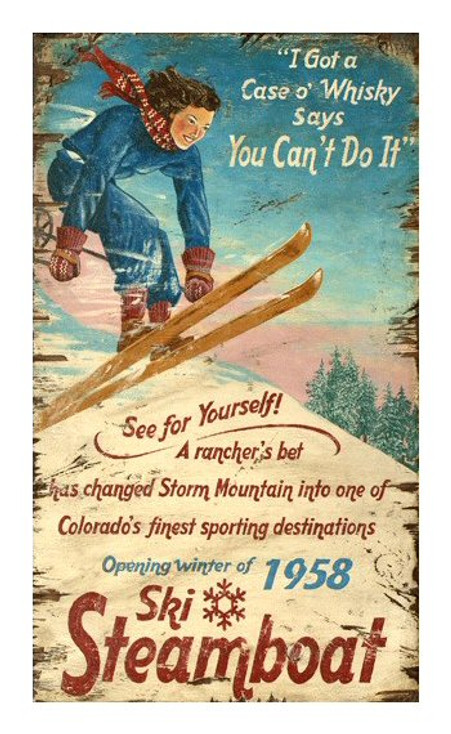 Custom Ski Steamboat Vintage Style Wooden Sign