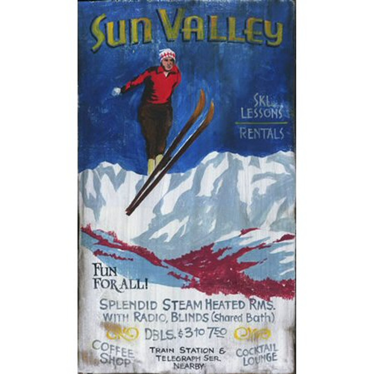 Custom Sun Valley Ski Lessons Vintage Style Wooden Sign