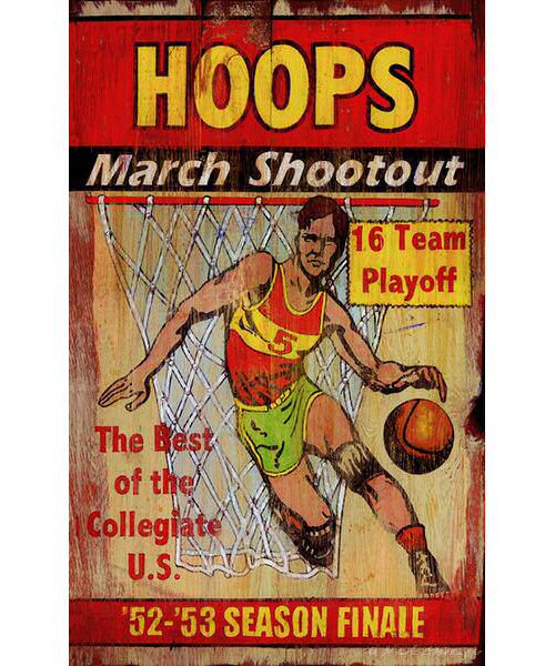 Custom Hoops March Shootout Vintage Style Wooden Sign