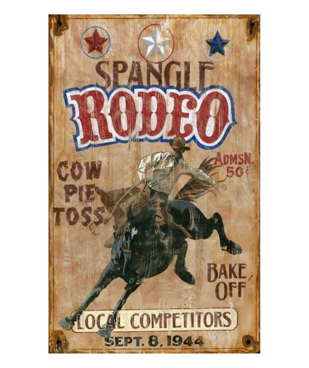 Custom Spangle Rodeo Vintage Style Wooden Sign