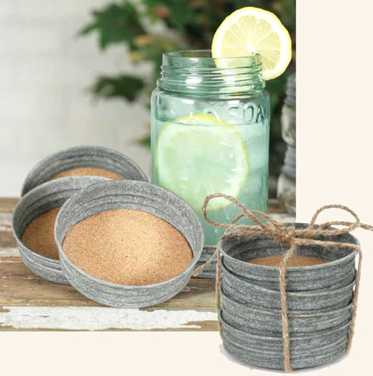 Barn Roof Mason Jar Lid Coasters, Set of 8