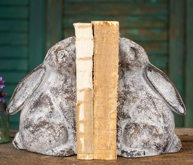 Rustic Bunny Cast Iron Bookends