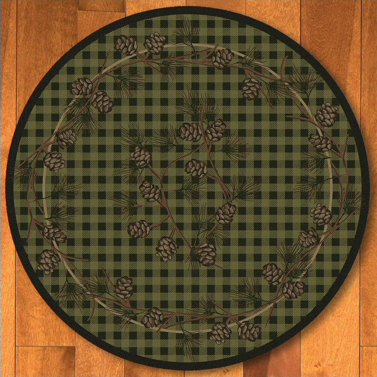 8' Wooded Pines Green Nature Round Rug