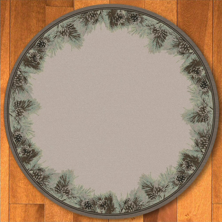 8' Pins and Needles Natural Pine Cones Nature Round Rug