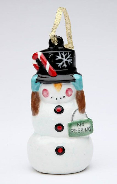 No Peeking Snowman Christmas Tree Ornaments by Robin, Set of 4