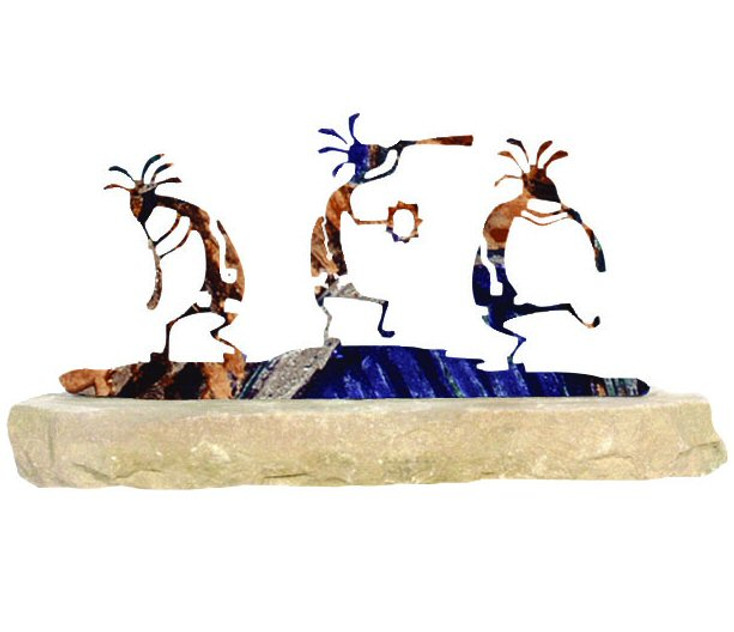 Dancing Kokopellis Large Metal Rock Art