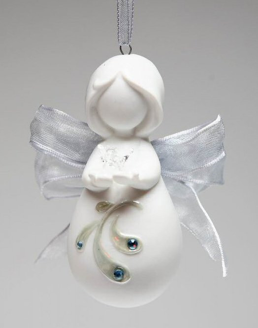 Mini Angel with Dove Bird Christmas Tree Ornaments, Set of 4