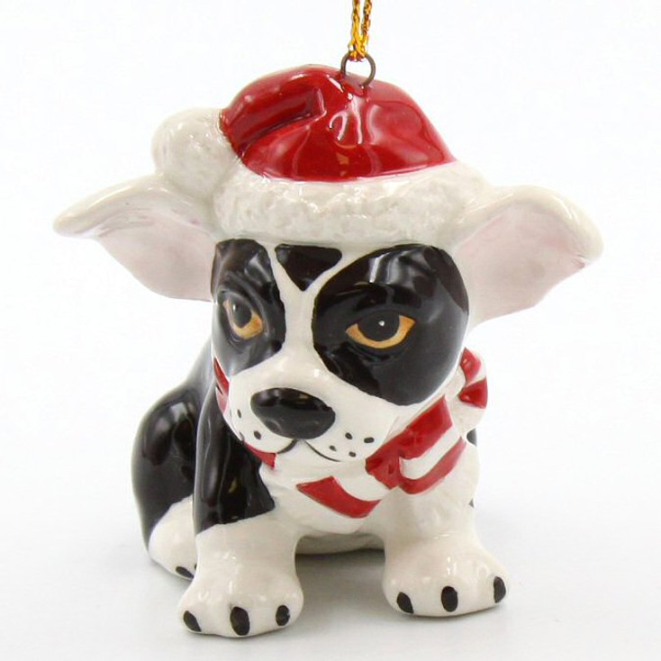 Christmas Boston Terrier Dog Christmas Tree Ornaments, Set of 4